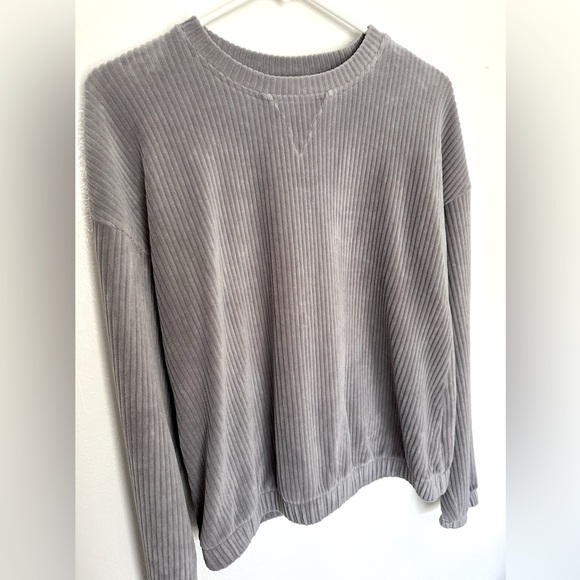 Gray Velour Sweater Size Medium - Picture 3 of 5
